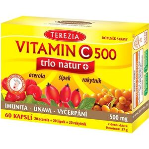 TEREZIA Vitamín C 500 mg TRIO NATUR+ cps.60