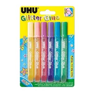 UHU Glitter Glue 6 × 10 ml Shiny
