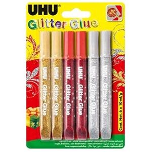 UHU Glitter Glue 6 × 10 ml X-mas