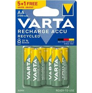 VARTA nabíjateľná batéria Recharge Accu Recycled AA 2100 mAh R2U 5+1 ks
