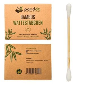 PANDOO Bambusové vatové tyčinky do uší s bio bavlnou, 200 ks